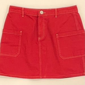 Urban Outfitters - BDG Red Denim Cargo Utility Mini Skirt, Size M